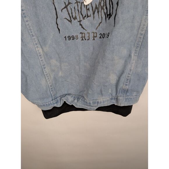 Juice Wrld Denim Jacket Distressed Denim Coat Screen Print 1998 RIP 2019 Size XL - Picture 7 of 9